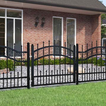 vidaXL Hekpoort KAMPEN met speerpunt zwart 103x75 cm staal, Tuin en Terras, Verzenden, Nieuw