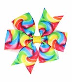 Haarspeld Duckklem 8cm – Strik van Stof – Regenboog –, Nieuw