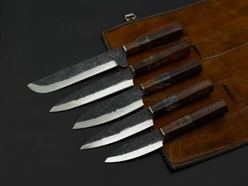 Japanese Style Kitchen Knife SET With Leather BAG Included -