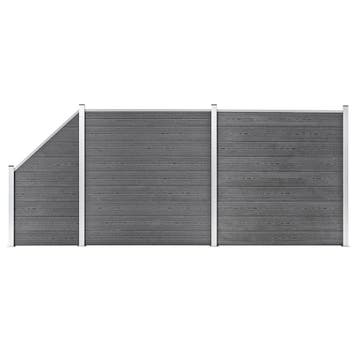 vidaXL Schuttingset 2 vierkant en 1 schuin 446x186 cm HKC, Verzenden, Nieuw, Kunststof, 1 tot 2 meter
