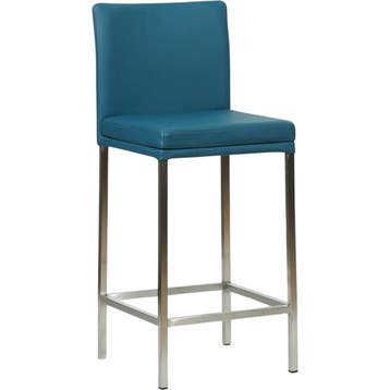 Leren barkruk Break laag - Hermes Turquoise (blauw) - Poten, Huis en Inrichting, Barkrukken, Nieuw, Leer, Ophalen of Verzenden