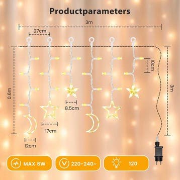 LED Lichtgordijn - Kerstversiering  - Kerstverlichting - 3 m, Verzenden, Zo goed als nieuw