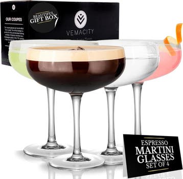 Cocktailglazen Set 4x - Luxe Kristal | Retourdeal 34%, Ophalen of Verzenden, Zo goed als nieuw, Glas, Glas of Glazen