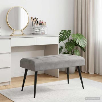 vidaXL Bank met knoopverstelling Lichtgrijs 80 x 40 x 46 cm, Verzenden, Nieuw, Stof