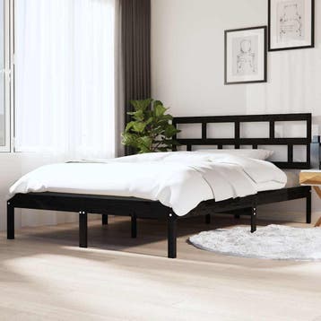 vidaXL Bedframe massief hout zwart 135x190 cm, Verzenden, Zwart, 190 cm of minder, Overige maten
