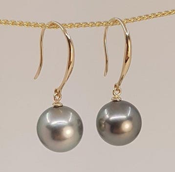 Oorbellen - 14 karaat Geel goud - 9x10 mm Tahiti parels, Nieuw