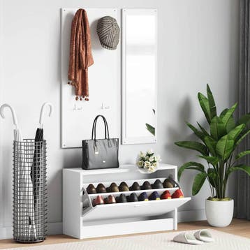 vidaXL Schoenenkastset 3-in-1 bewerkt hout wit, Verzenden, Nieuw