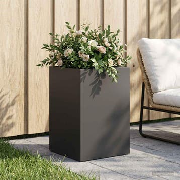 vidaXL Plantenbak Zwart 40 x 40 x 60 cm Koudgewalst staal, Verzenden, Minder dan 60 cm, Nieuw, Metaal