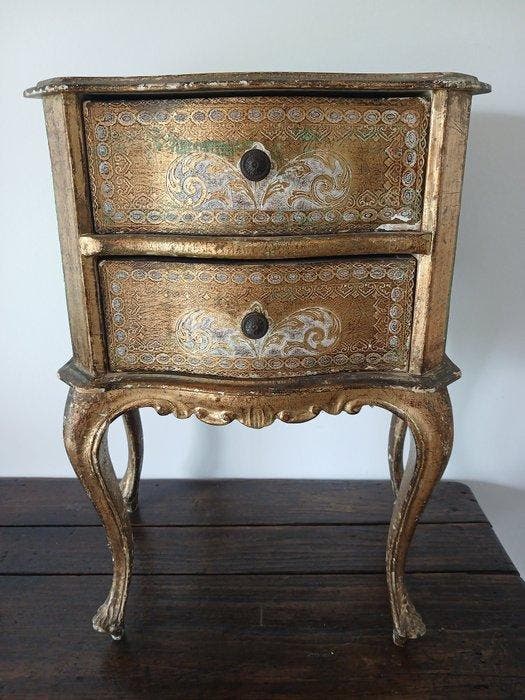 Ladekast - Verguld hout - Florentijnse stijl kastje, Antiek en Kunst, Curiosa en Brocante