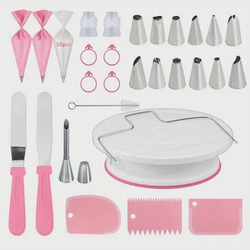 Professionele Taart Decoratie Set: 80 Delig met Draaiplateau, Verzenden, Nieuw
