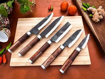 Keukenmes - Kitchen knife set - 756 - Staal, Hout,