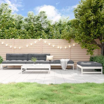 vidaXL 5-delige Loungeset massief grenenhout wit, Verzenden, Nieuw, 5 zitplaatsen, Loungeset