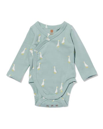 HEMA Baby meegroei overslagromper jersey ganzen lichtblauw, Verzenden, Nieuw