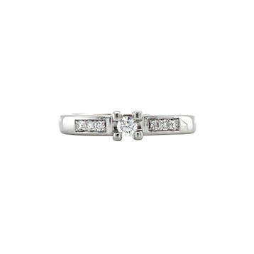 Witgouden ring met diamant 14 karaat, Sieraden, Tassen en Uiterlijk, Ringen, Verzenden, Zo goed als nieuw, Goud