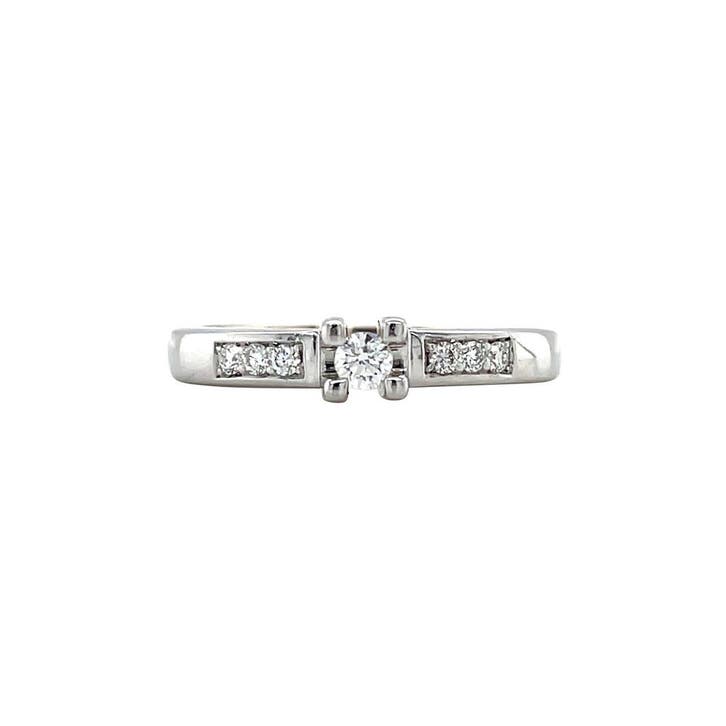 Witgouden ring met diamant 14 karaat, Sieraden, Tassen en Uiterlijk, Ringen, Goud, Zo goed als nieuw, Verzenden