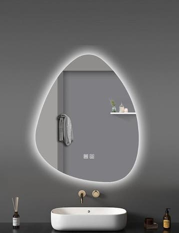 Badkamerspiegel met LED Verlichting – Eirond – 60 x 80 cm –, Ophalen of Verzenden, Nieuw, Bad