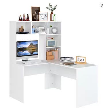 L-Vormig Hoekbureau met Planken – 124,7×107,8×152,5 cm, Verzenden, Nieuw