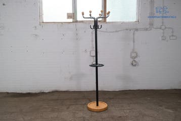 Staande kapstok zwart 184 cm 8 haakjes met parapluhouder, Verzenden, Gebruikt