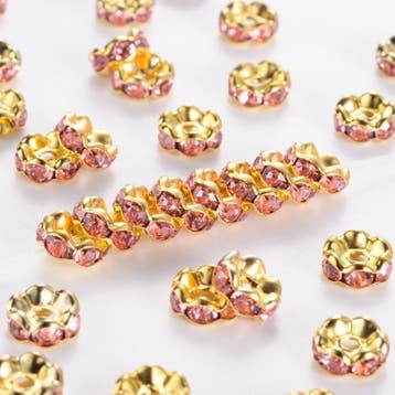 25 x Metalen Kristal Rondellen goudkleur 8 x 3,8mm gat: 1..., Hobby en Vrije tijd, Kralen en Sieraden maken, Ophalen of Verzenden
