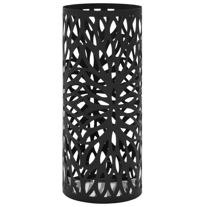 vidaXL Parapluhouder bladeren staal zwart, Huis en Inrichting, Woonaccessoires | Paraplubakken, Nieuw, Verzenden