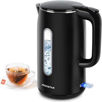 Waterkoker - Retro - Elektrisch - 1.7L - 2200W - Zwart, Witgoed en Apparatuur, Verzenden, Zo goed als nieuw