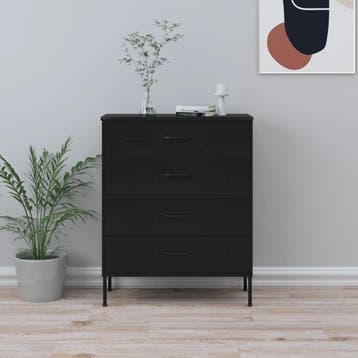 vidaXL Ladekast 80x35x101,5 cm staal zwart, Kinderen en Baby's, Kinderkamer | Commodes en Kasten, Verzenden, Nieuw