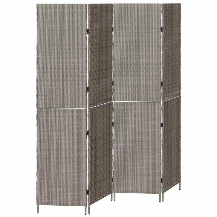 vidaXL Kamerverdeler Grijs 195 x 180 cm poly rattan, Huis en Inrichting, Woonaccessoires | Kamerschermen, Nieuw, Verzenden