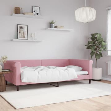 vidaXL Slaapbank 100x200 cm fluweel roze, 100 cm, Eenpersoons, Verzenden, Nieuw
