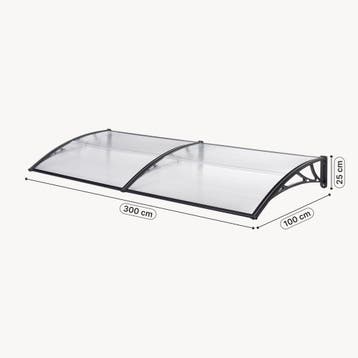 [en.casa] Deurluifel Mellerud afdak 300x100 cm transparant e, Verzenden, Nieuw