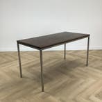 kantinetafel 150x70 cm,  Bruin blad - chroom, Ophalen of Verzenden, Gebruikt, Bureau