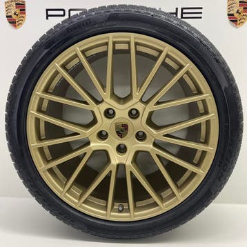 Porsche Cayenne E3 21 RS Spyder Neo Dyme Gold met banden, Ophalen, Gebruikt, Banden en Velgen, 21 inch