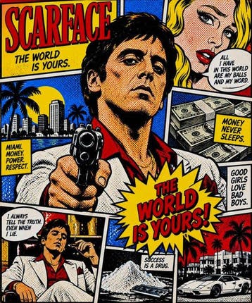 Scarface - Tony Montana con stile artistico Roy Lichtenstein, Nieuw