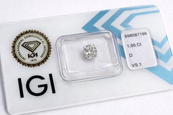 1 pcs Diamant (Natuurlijk) - 1,00 ct - Cushion - D, Nieuw