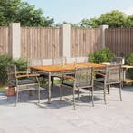 vidaXL 7-delige Tuinset met kussens poly rattan grijs, Verzenden, Nieuw, 6 zitplaatsen, Tuinset