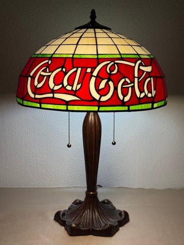 XXL Tiffany stijl tafellamp VINTAGE COLA GLOW lamp met 2, Antiek en Kunst