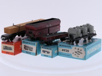 Schaal H0 Märklin 4503, 4512, 4624 en 4920 set van 4 goed.., Wisselstroom, Gebruikt, Overige typen, Ophalen of Verzenden