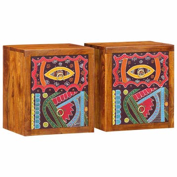vidaXL Nachtkastje 2 st Bruin 35 x 30 x 40 cm Massief, Huis en Inrichting, Minder dan 45 cm, Verzenden, Nieuw, Minder dan 55 cm