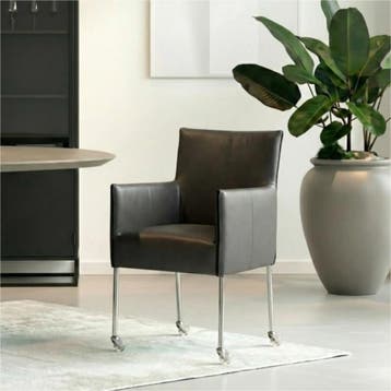 Set van 8 Leren eetkamerstoelen More - Toledo Antracite, Huis en Inrichting, Stoelen, Ophalen of Verzenden, Nieuw, Leer