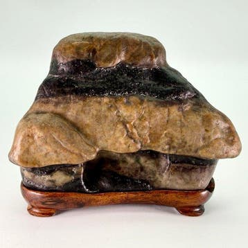 Steen, Hout - Japanse Suiseki kijksteen – tweekleurige