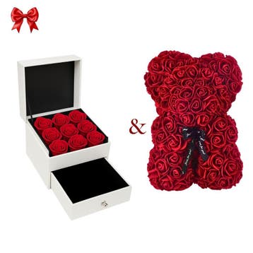 Juwelium I Love You Ketting + Bloemendoos + Luxe Rozenbeer, Sieraden, Tassen en Uiterlijk, Overige materialen, Verzenden, Nieuw