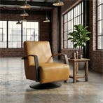 Leren draaifauteuil Mood - Granada Amber (cognac) -, Huis en Inrichting, Fauteuils, Nieuw, Ophalen of Verzenden, 50 tot 75 cm