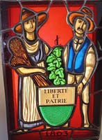 Vintage Glas-in-loodraam (2) - 1950-1960