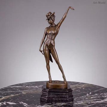Beeld, Exclusief bronzen sculptuur van de “Revue Dancer” -