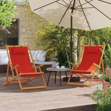 vidaXL Opklapbare stoelen, 2 stuks, rode stof, Tuin en Terras, Tuinstoelen, Verzenden, Nieuw