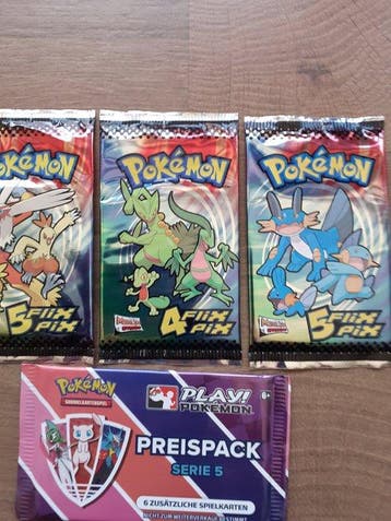 Pokémon - 4 Booster pack - Preispack Serie 5 + Pokemon Flix, Nieuw