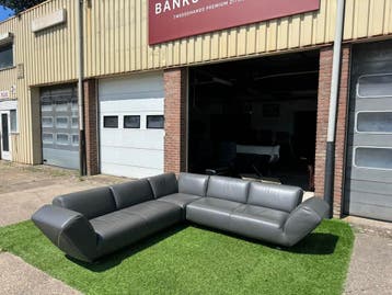 Leolux Rising Dunes Hoekbank grijs design bankstel ZGAN, Design, Hoekbank, Vierpersoons of meer, Leer