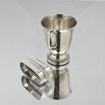 Christofle, Gallia - Beker (2) - fluted bands ribbed- wine,