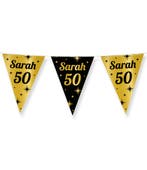 Classy Vlaggenlijn Sarah 50 jaar Zwart/Goud (10m), Kleding | Dames, Carnavalskleding en Feestkleding, Ophalen of Verzenden, Nieuw