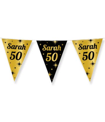 Classy Vlaggenlijn Sarah 50 jaar Zwart/Goud (10m), Kleding | Dames, Ophalen of Verzenden, Nieuw