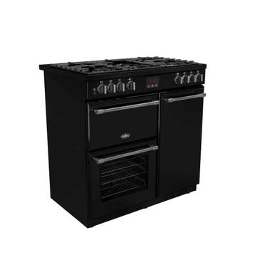 Belling 90DFT Gas Fornuis 90 cm - Zwart RVS, Witgoed en Apparatuur, Ophalen of Verzenden, Nieuw